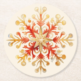 Snowflake Christmas Set of 6  Ronde Kartonnen Onderzetter