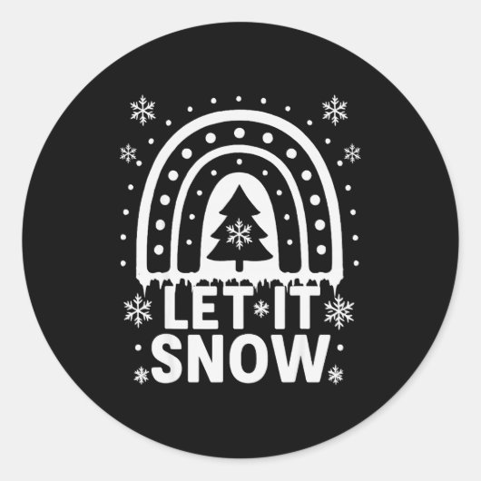 Snowflake Christmas Teacher Student Cute Rainbow L Ronde Sticker (Voorkant)