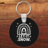 Snowflake Christmas Teacher Student Cute Rainbow L Sleutelhanger (Voorkant)