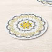 Snowflake Circle Holiday Gold RedGreen Silver Lace Ronde Kartonnen Onderzetter (Gebogen)