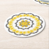 Snowflake Circle Holiday Gold RedGreen White Lacey Ronde Kartonnen Onderzetter (Gebogen)