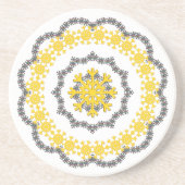 Snowflake Circle Holiday Gold RedGreen White Lacey Zandsteen Onderzetter (Voorkant)