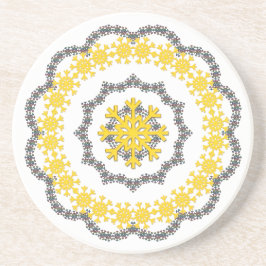 Snowflake Circle Holiday Gold RedGreen White Lacey Zandsteen Onderzetter