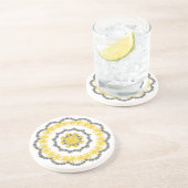 Snowflake Circle Holiday Gold RedGreen White Lacey Zandsteen Onderzetter (Zijkant)