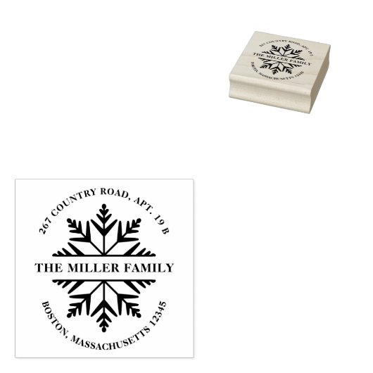 Snowflake Circle retouradres Rubberstempel (Gestempeld)
