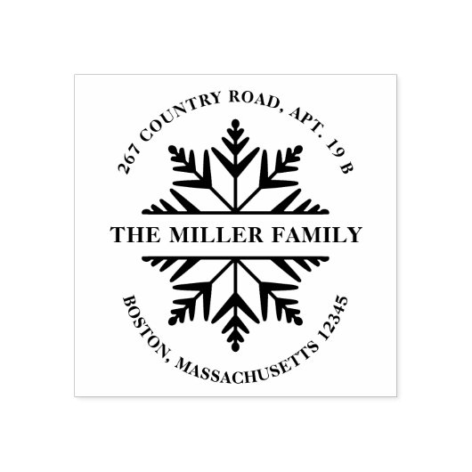 Snowflake Circle retouradres Rubberstempel (Afrduk)
