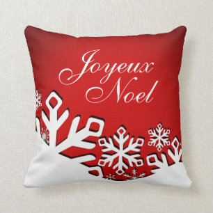 Snowflake City Joyeux Noel Kerstmis rood Kussen