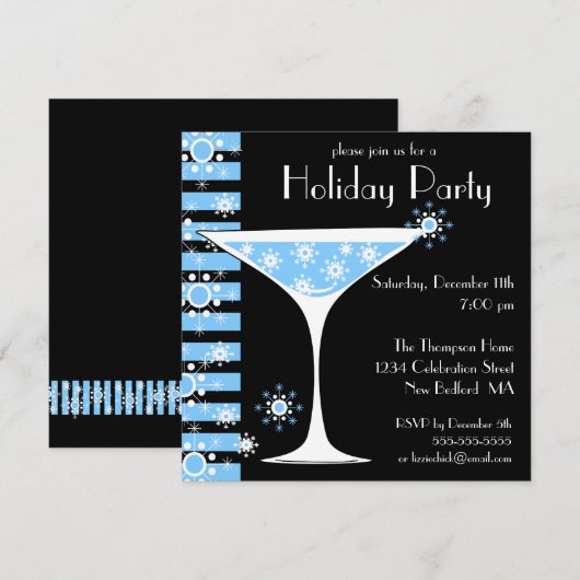Snowflake Cocktail Invitation Kaart (Voorkant / Achterkant)