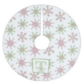 Snowflake Colorful Modern Holiday Monogram Kerstboom Rok (Voorkant)