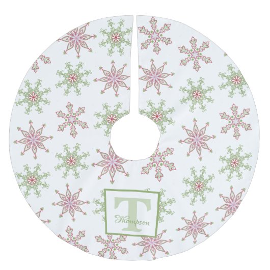Snowflake Colorful Modern Holiday Monogram Kerstboom Rok (Voorkant)
