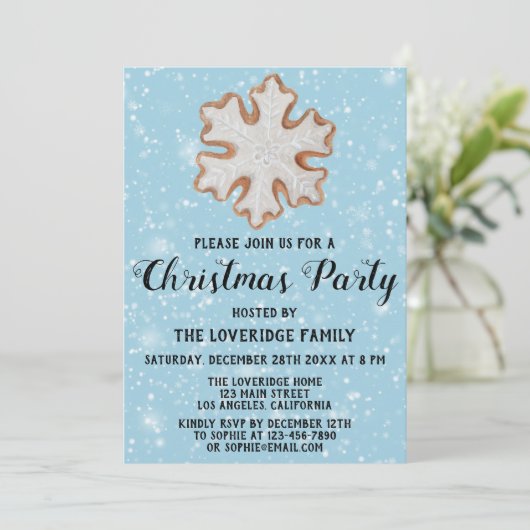 Snowflake Cookie Holiday Kerstfeest Blauwe sneeuw Kaart (Staand voorkant)