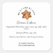 Snowflake Cookie Watercolor Bakery Ingredient Vierkante Sticker (Voorkant)