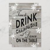 Snowflake Couple's Shower Time to Drink Champagne Kaart (Voorkant / Achterkant)