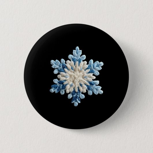 Snowflake Crochet Snow Merry Christmas Xmas Pajama Ronde Button 5,7 Cm (Voorkant)