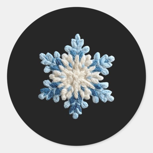 Snowflake Crochet Snow Merry Christmas Xmas Pajama Ronde Sticker (Voorkant)