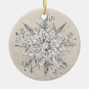 Snowflake Crystal Grunge Keramisch Ornament