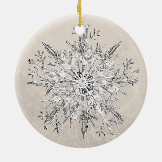 Snowflake Crystal Grunge Keramisch Ornament (Achterkant)