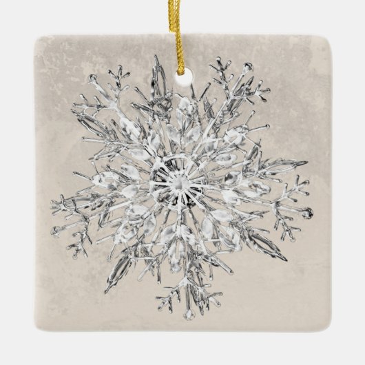 Snowflake Crystal Grunge Keramisch Ornament (Voorkant)