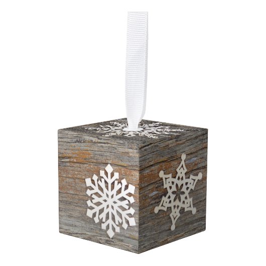 Snowflake Cube Vakantie Ornament (Voorkant hoekig)