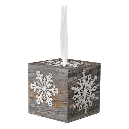 Snowflake Cube Vakantie Ornament (Achter hoekig)