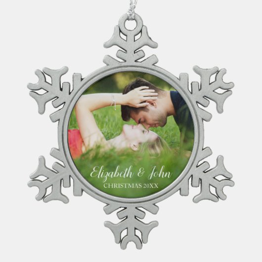 Snowflake Custom Foto Ingelijste Kerst Ornament (Voorkant)