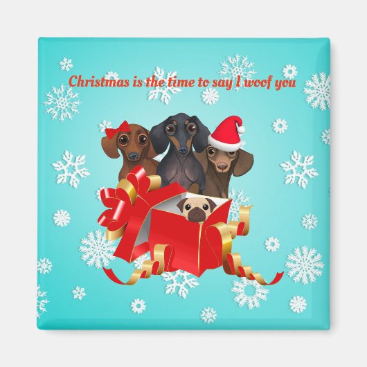 Snowflake Dachshund Decorative Kerstmis Magnet (Voorkant)
