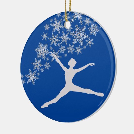 Snowflake Dancer Blue Persoonlijke Kerstmis Keramisch Ornament (Links)