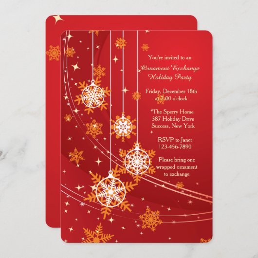 Snowflake Dangles Holiday Card Kaart (Voorkant / Achterkant)