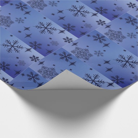 Snowflake Dark Blue Wrapping Paper Cadeaupapier (Hoek)