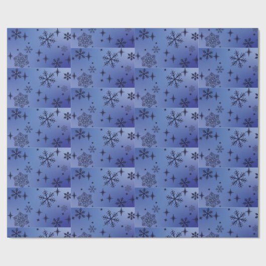 Snowflake Dark Blue Wrapping Paper Cadeaupapier (Vlak)