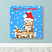 Snowflake de Owl met Kerstmis Canvas Afdruk (Insitu (Houten vloer))