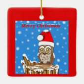 Snowflake de Owl met Kerstmis Keramisch Ornament (Achterkant)