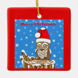 Snowflake de Owl met Kerstmis Keramisch Ornament