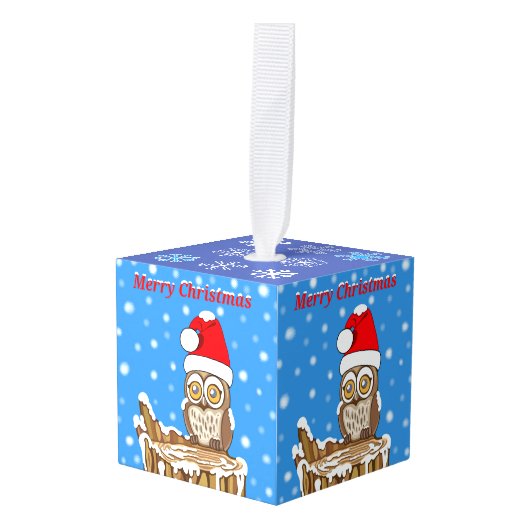 Snowflake de Owl met Kerstmis Ornament (Voorkant hoekig)