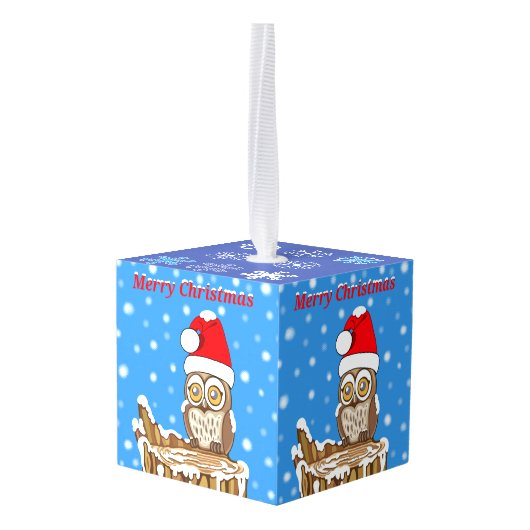 Snowflake de Owl met Kerstmis Ornament (Achter hoekig)