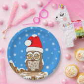 Snowflake de Owl met Kerstmis Papieren Bordje (Feest)