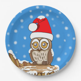 Snowflake de Owl met Kerstmis Papieren Bordje