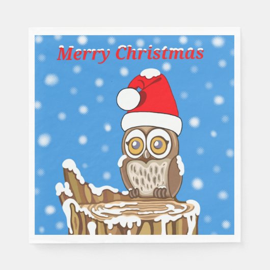 Snowflake de Owl met Kerstmis Servetten (Voorkant)