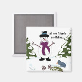 Snowflake de Snowman Funny Magnet (Voorkant / Achterkant)
