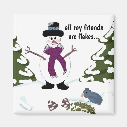 Snowflake de Snowman Funny Magnet (Voorkant)