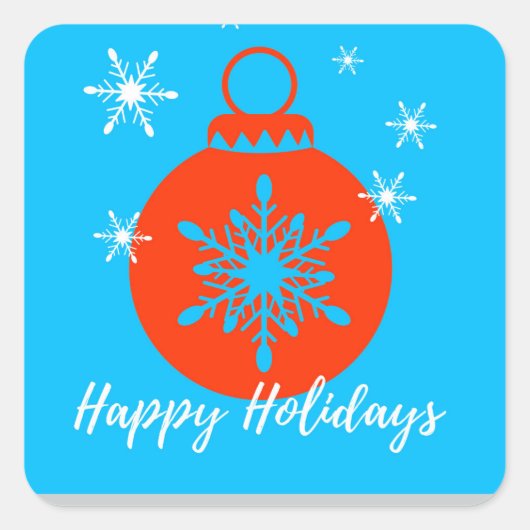 Snowflake Decor Ball met weinig kerst Vierkante Sticker (Voorkant)