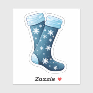 Snowflake-Decorated Blue Feestelijke Sokken Sticker