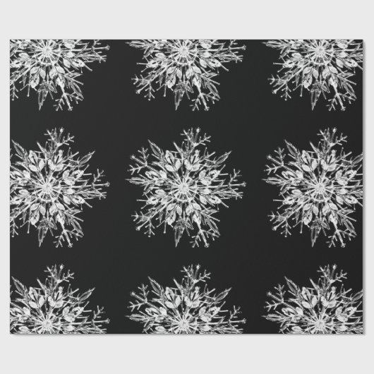 Snowflake Design Black White Cadeaupapier (Vlak)