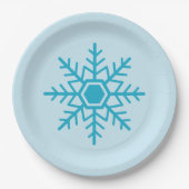 Snowflake Design Blue Papieren Bordje (Voorkant)