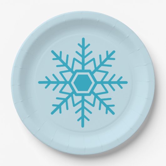 Snowflake Design Blue Papieren Bordje (Voorkant)