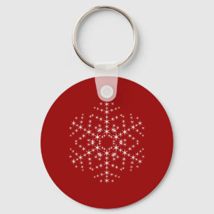 Snowflake design in Dark Red en White. Sleutelhanger