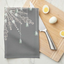 Snowflake diamanten sparren elegant winterkeuken theedoek