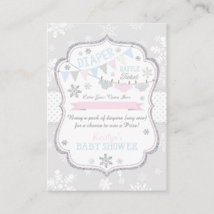 Snowflake Diapers en Tutu Raffle Ticket Informatiekaartje