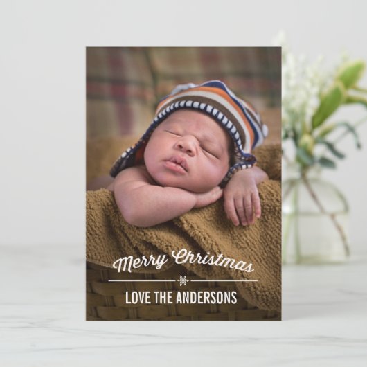 Snowflake Divider-kerstfotokaart Feestdagenkaart (Staand voorkant)