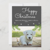 Snowflake Dog Foto van Cute Kerstpine Branches Kaart (Voorkant)